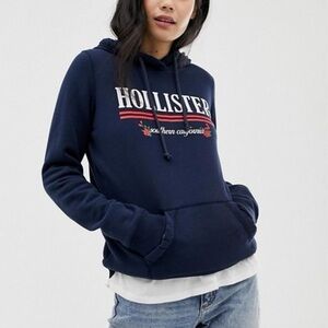 Hollister Dark Blue Hoodie‎ with Logo